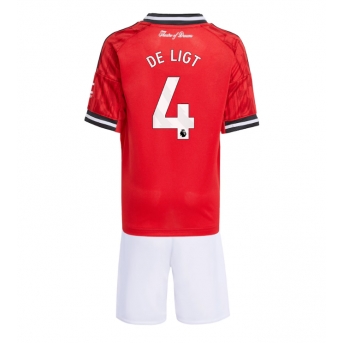 Billige Fotballdrakt Manchester United Matthijs de Ligt #4 Replika Hjemmedraktsett Barn 2025-26 Kortermet (med bukser)